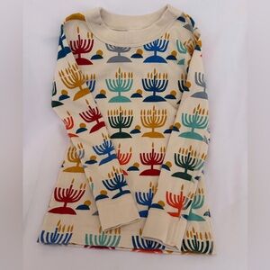 Hanna Andersson 100% Organic Cotton Menorah Hanukkah Long John Pajama top